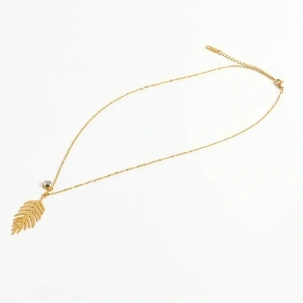 Palm Leaf Necklace Summer Beach Gold Boho 18k Gold